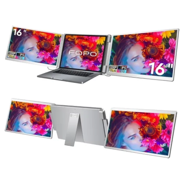 FOPO 16" 60Hz FHD IPS Tri-Screen Portable Monitor